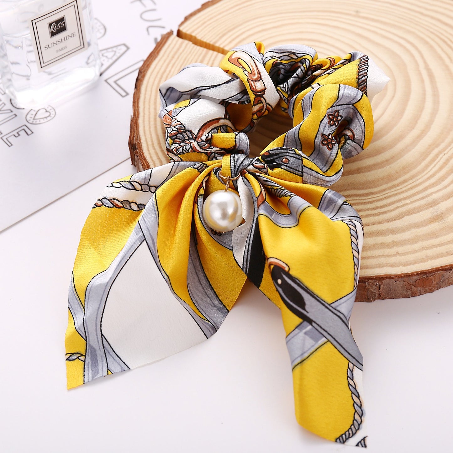 New Pearl Pendant Large Intestine Ring Hair Loop Women's Bundle Hair Knot Big Bow Knot Hair Rope