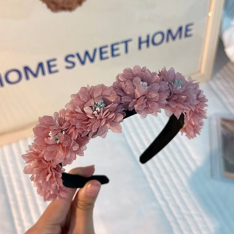 Fashionable fabric flower stamen flower hair hoop for women