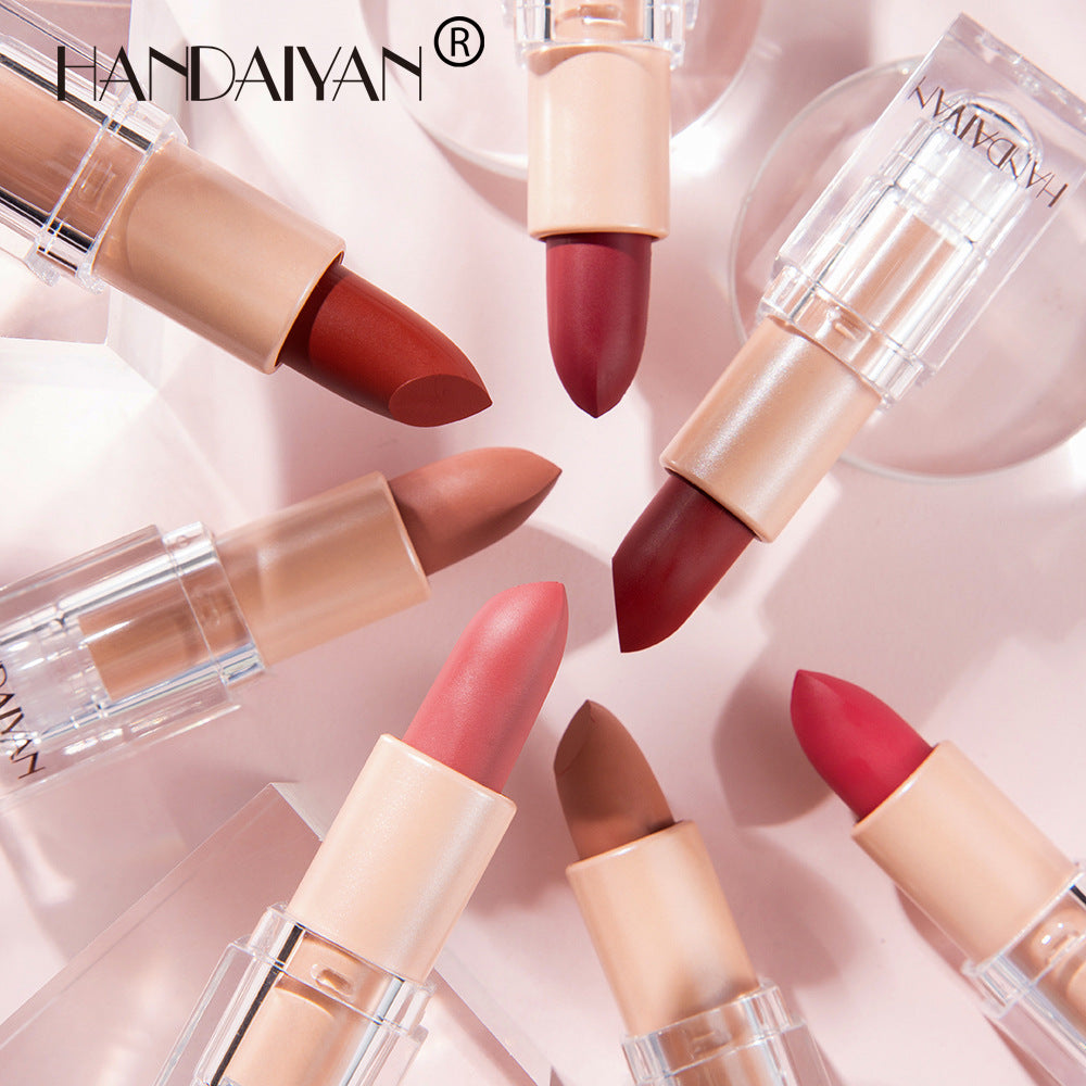 HANDAIYAN Little Ice Cube Matte Lipstick 12 Color Lipstick Lipstick Is Not Easy To Decolor Nude Color Bean Paste Color Powder Lipstick