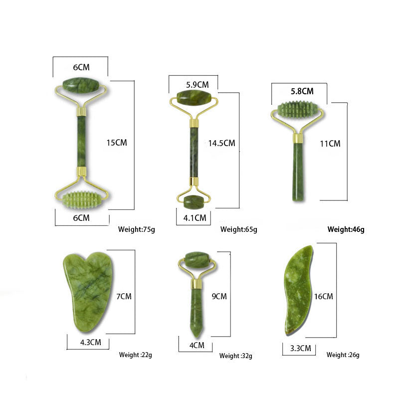 Jade beauty device scraping plate roller massage stick zinc alloy flower stand double head mute beauty device