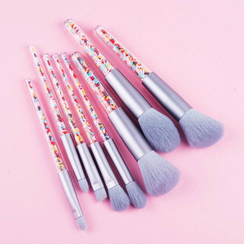 5/8pcs Mini Candy Makeup Brushes Soft Eyeshadow Powder Blush Eyebrow Brush Set Candy Theme Small Cosmetic Compensation Tools