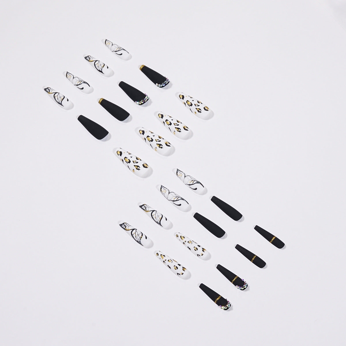 Butterfly Wearing Leopard-Print Nail Piece Scrub Manicure Wearing Nail Patch With Drill Nail Patch