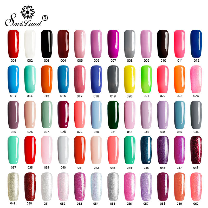 Saviland Newest 3 In 1 Gel Nail Varnish Pen Glitter One Step Nail Art Gel Polish Hybrid 60 Colors Easy To Use UV Gel Lacquer