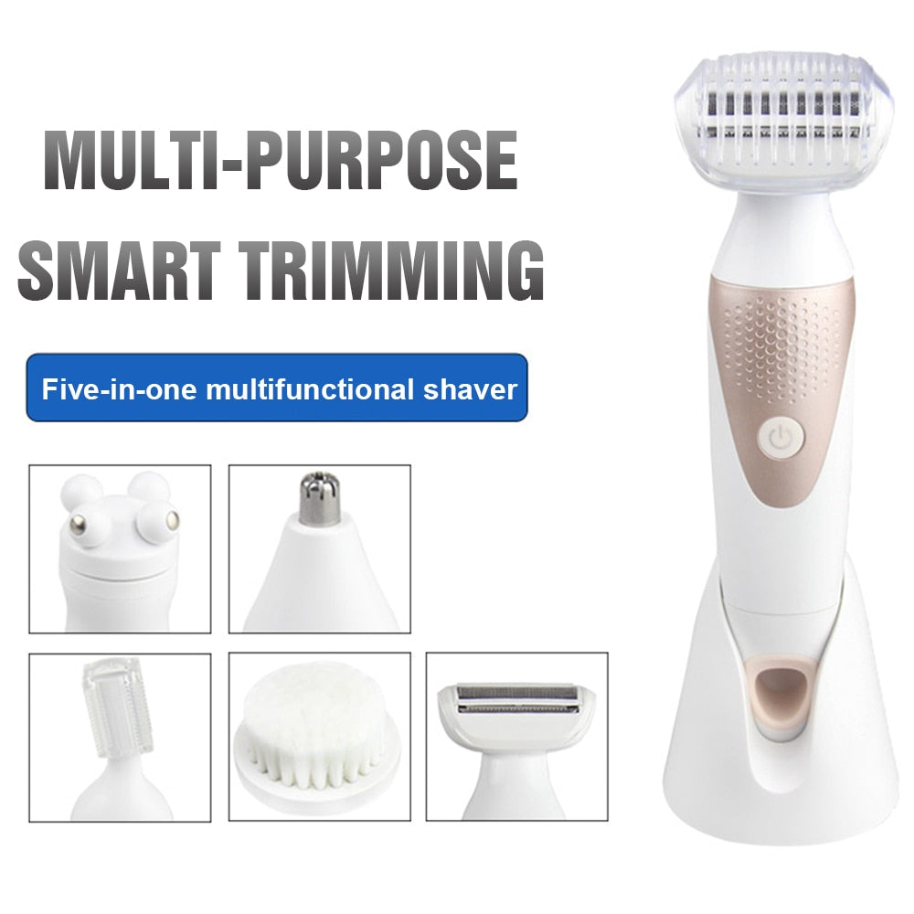 5 In 1 Electric Shaver Waterproof Razor Shaving Machine Women Hair Leg Bikini Depilation Trimmer Depilatory Hair Remover