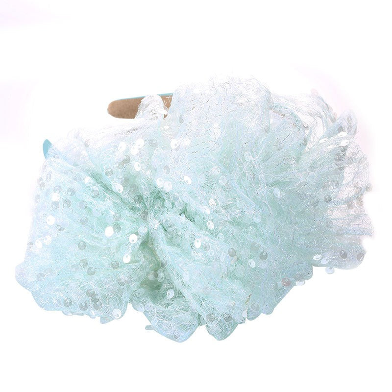Fashionable fish scale cloud fabric large bow hairband
