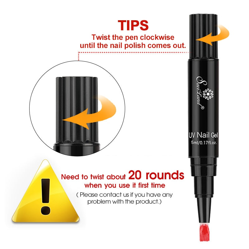 Saviland Newest 3 In 1 Gel Nail Varnish Pen Glitter One Step Nail Art Gel Polish Hybrid 60 Colors Easy To Use UV Gel Lacquer