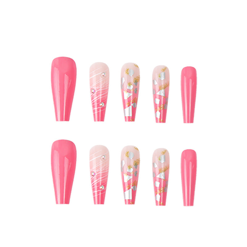 Wear The Same Type Of INS Shell Glitter Powder Spot Drill Nail Patch And Long Ballet Nail