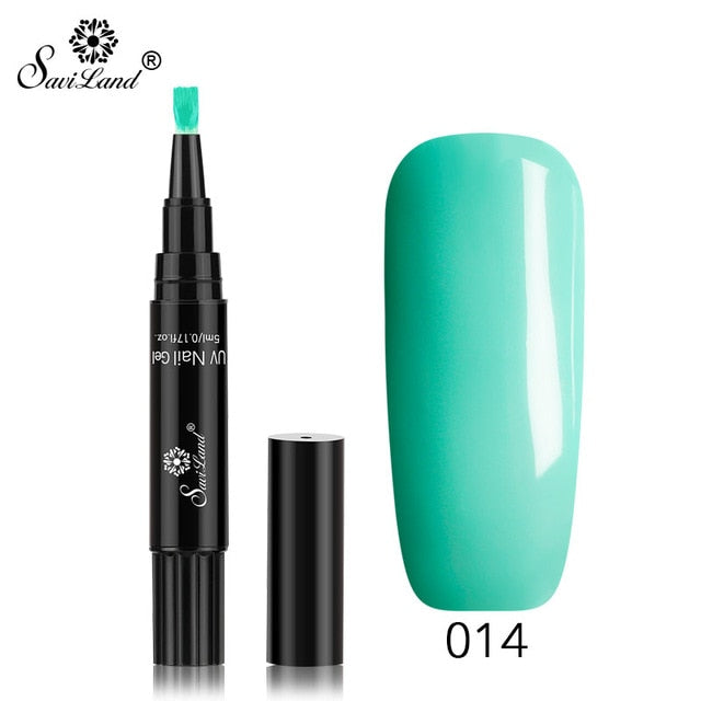 Saviland Newest 3 In 1 Gel Nail Varnish Pen Glitter One Step Nail Art Gel Polish Hybrid 60 Colors Easy To Use UV Gel Lacquer