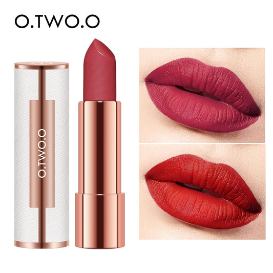 O.TWO.O Matte Lipstick Nude Brown Red Lips Makeup Velvet Silky Smooth Texture Long Lasting Waterproof Lip Stick 12 Colors