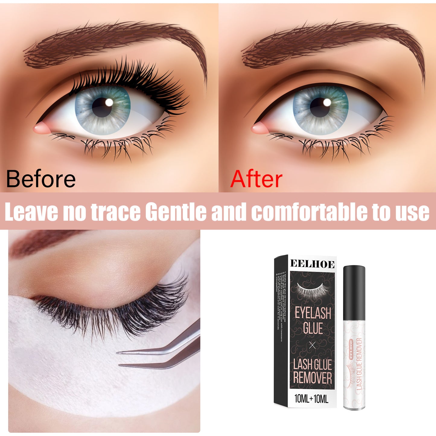EELHOE Waterproof, Sweatproof Not Hot Eyes Natural Eyelash Grafting Glue Gentle Eyelash Grafting Glue