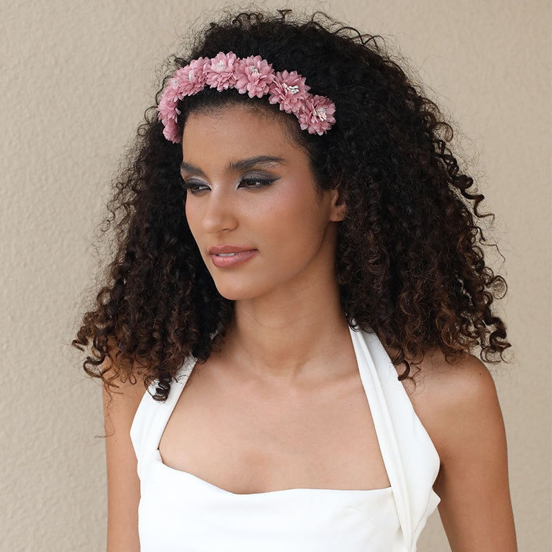 Fashionable fabric flower stamen flower hair hoop for women