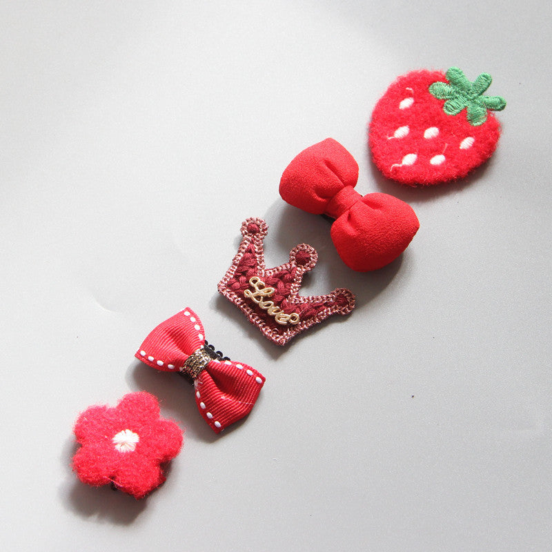 Children's Girls Hair Clip Headwear Crown Korean Little Princess Hair Ornaments Baby Hair Clip Set