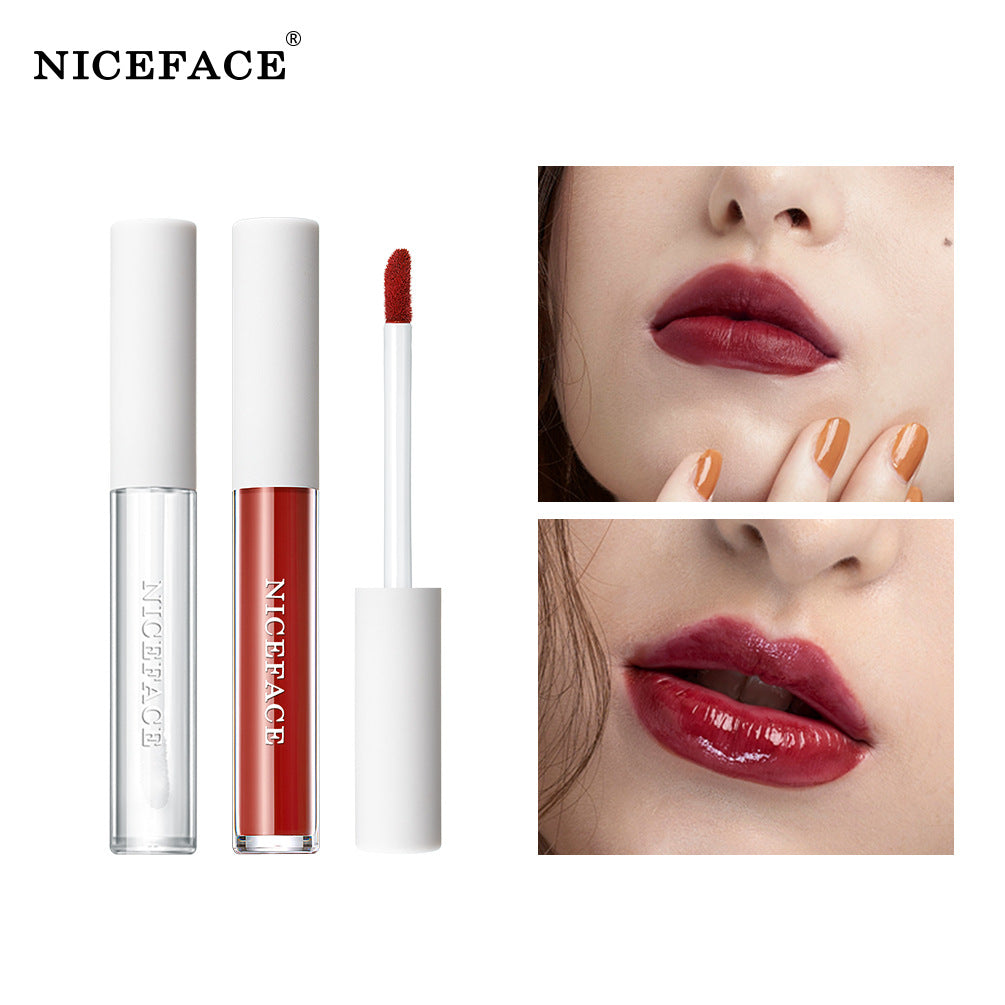 Niceface New Matte Non-Stick Cup Lip Glaze Set With Lip Plumper Texture Lip Gloss