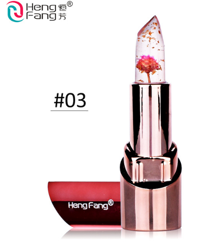 Gold Flower Lipstick 3 Fruit Flavors Temperature changed Lip Balm Moisturizer Lips 3.5g Makeup Brand HengFang #H9302