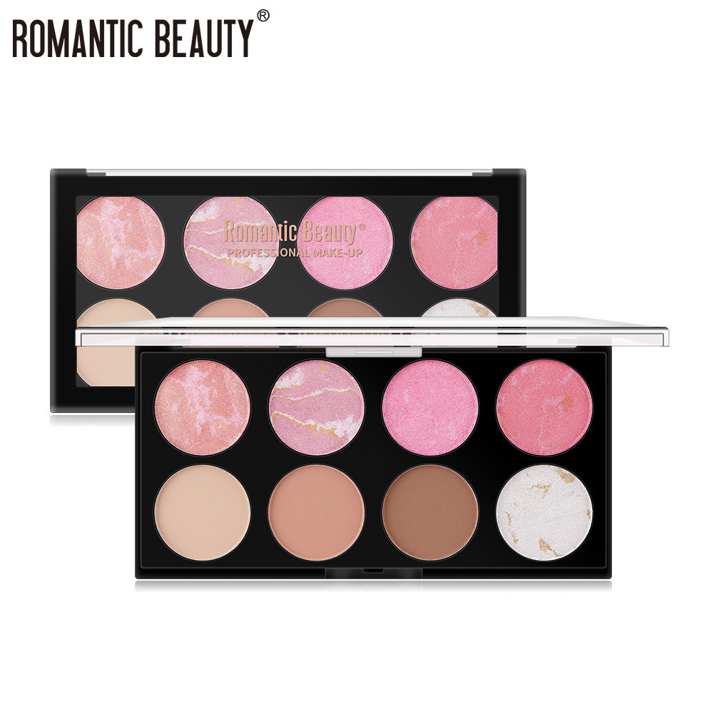 Romantic Beauty 8-Color Multi-Purpose Finishing Powder Long-Lasting Finishing Face Nose Pearl Matte Highlighting Powder