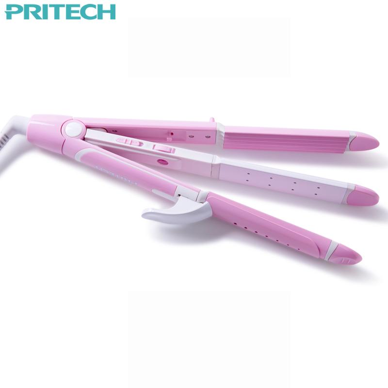 Pritech New Electric 3 In 1 Hair Straightener Curling Irons For Wet&Dry Professional Hair Curler Styling