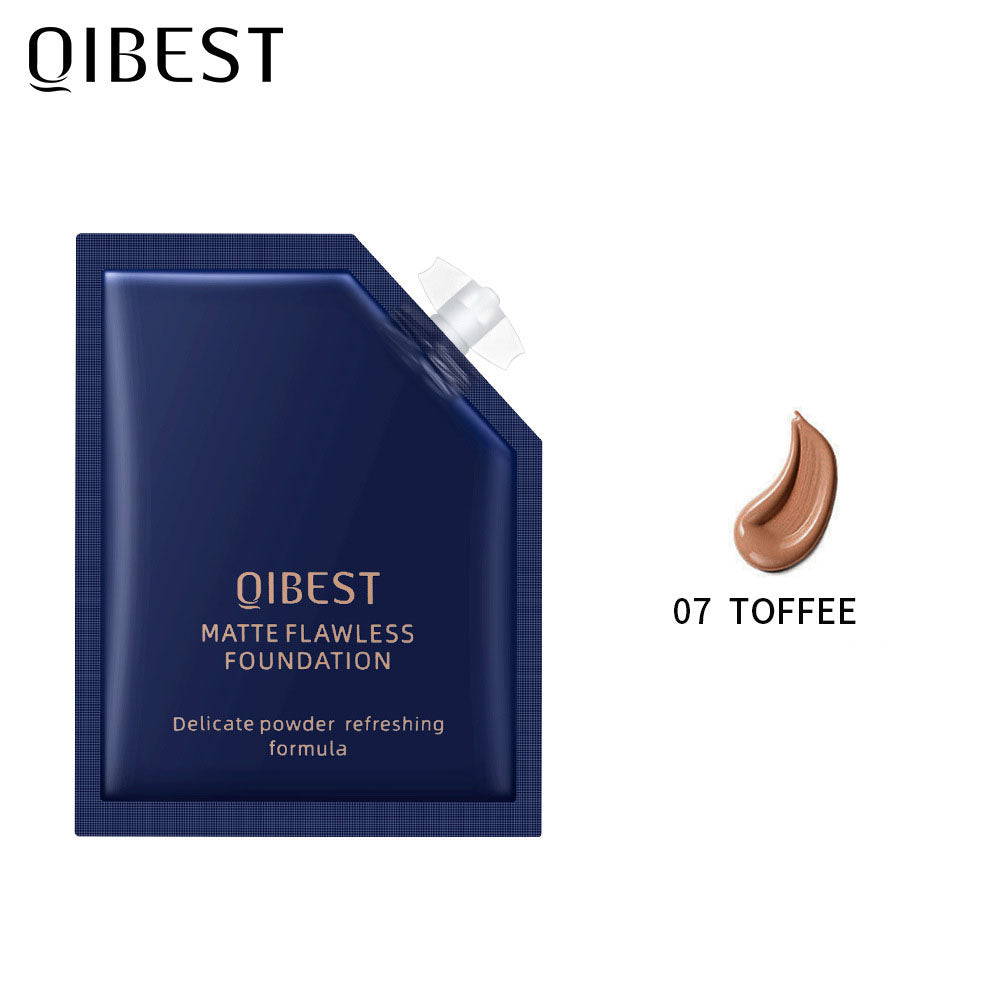 QIBEST Liquid Foundation Long Lasting Makeup Concealer Moisturizing Brightening Matte Portable Volume Repairing Liquid