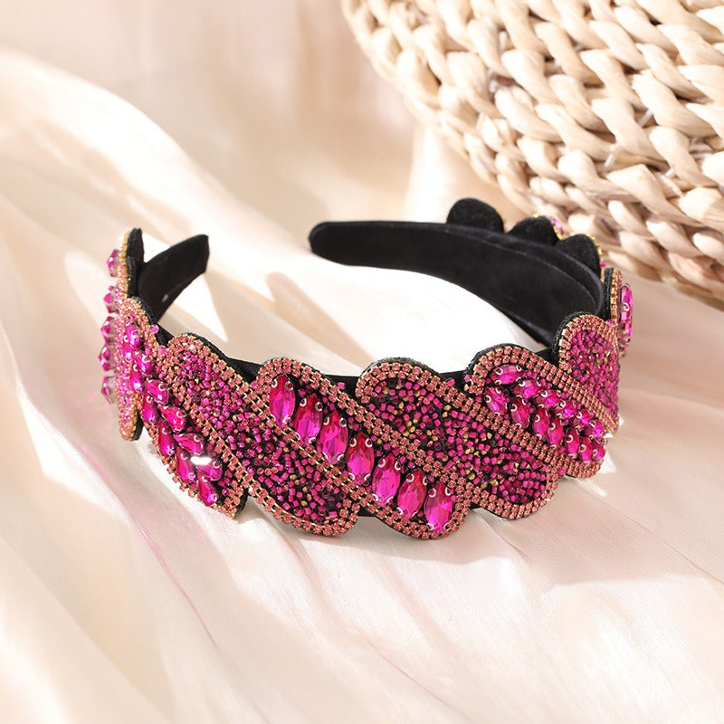 Fashionable Mizhu Water Diamond Baroque Hair Hoop