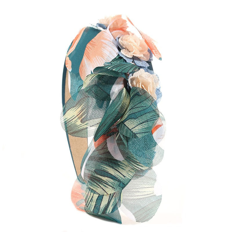 Fashionable leopard print fabric flower headband