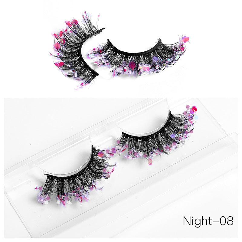 New Color Noctilucent Fried False Eyelashes Multi Layer Thick Cross Mink Like Eyelashes 8D FLUFFY