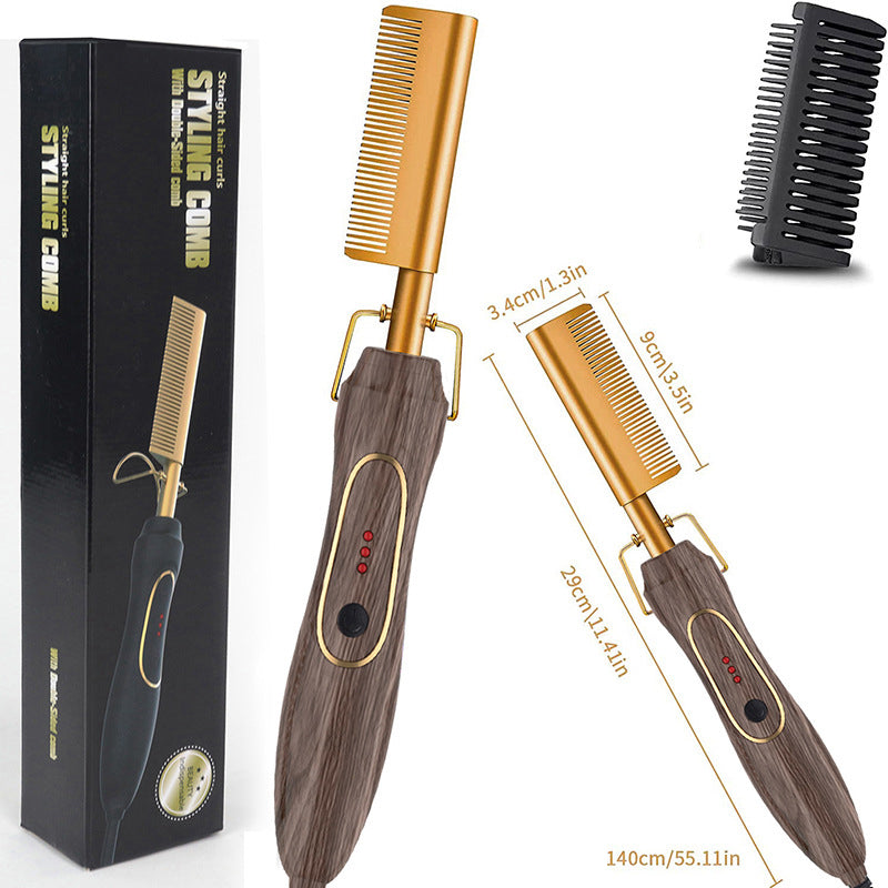 Straight Hair Comb Lazy Two-In-One Egg Roll Head Curling Iron Electric Coil Straight Dual-Use Electric Copper Comb