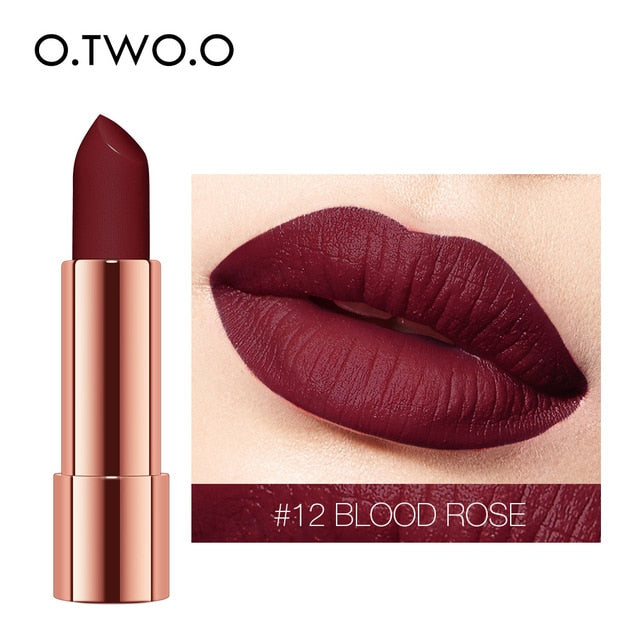 O.TWO.O Matte Lipstick Nude Brown Red Lips Makeup Velvet Silky Smooth Texture Long Lasting Waterproof Lip Stick 12 Colors
