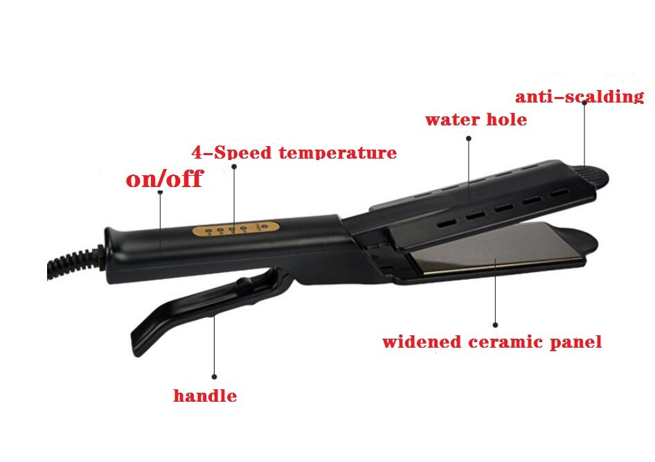 Hair Straightener Four-gear temperature adjustment Ceramic Tourmaline Ionic Flat Iron Hair Straightener For Women Widen panel
