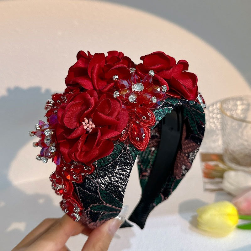 Handmade fabric flower headband and water diamond headband