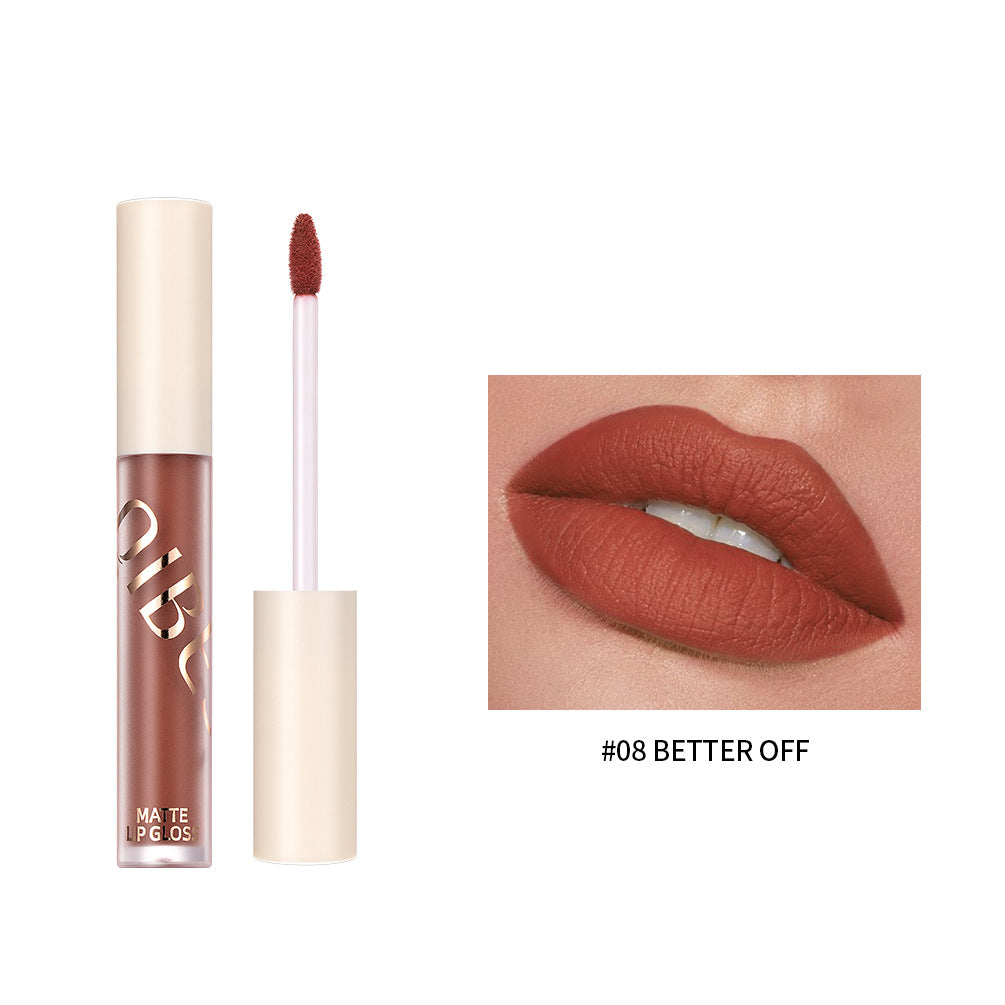 QIBEST The New Silky Soft Mist Matte Lip Gloss Non-Stick Cup Does Not Fade Lip Glaze Makeup Liquid Lipstick