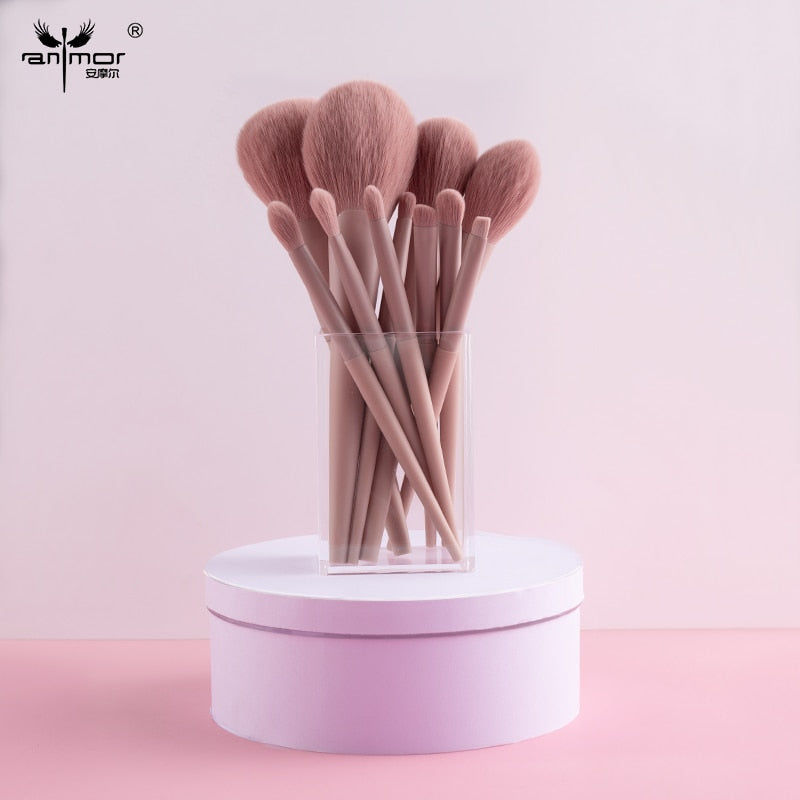 Anmor 11/8Pcs/lot  Makeup Brushes Set Synthetic Hair Professional Make Up Brush For Eyeshadow Foundation Powder Eyeliner Eyelash