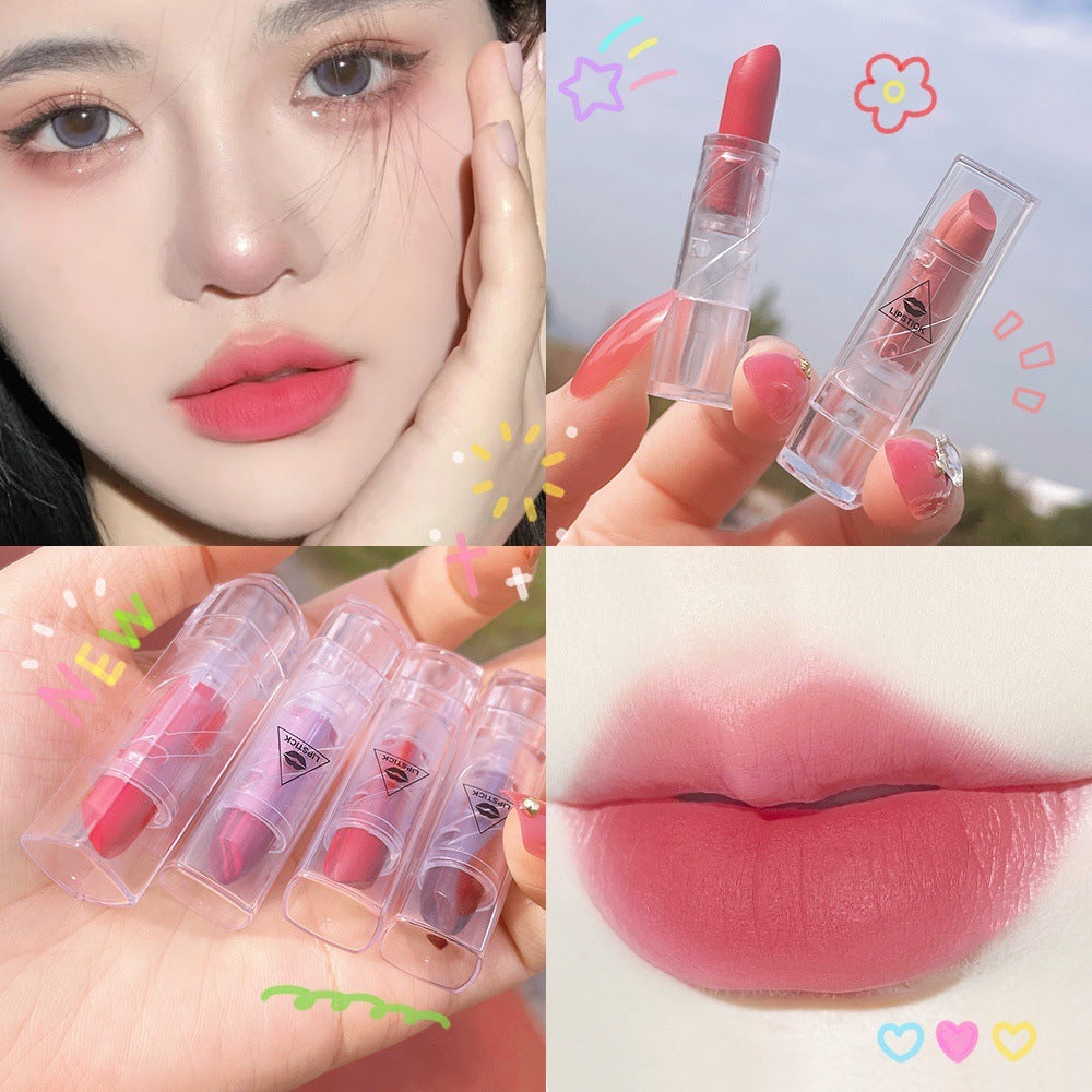 Transparent Shell Lipstick Matte Peach Pink Student Model Plain White Lipstick Sample Lipstick