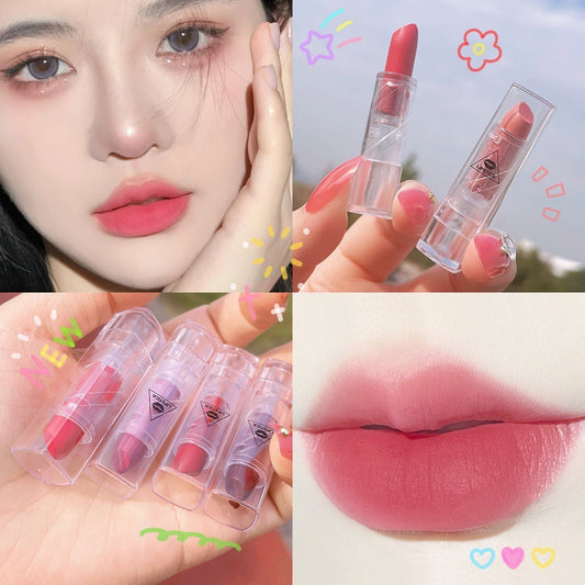 Transparent Shell Lipstick Matte Peach Pink Student Model Plain White Lipstick Sample Lipstick