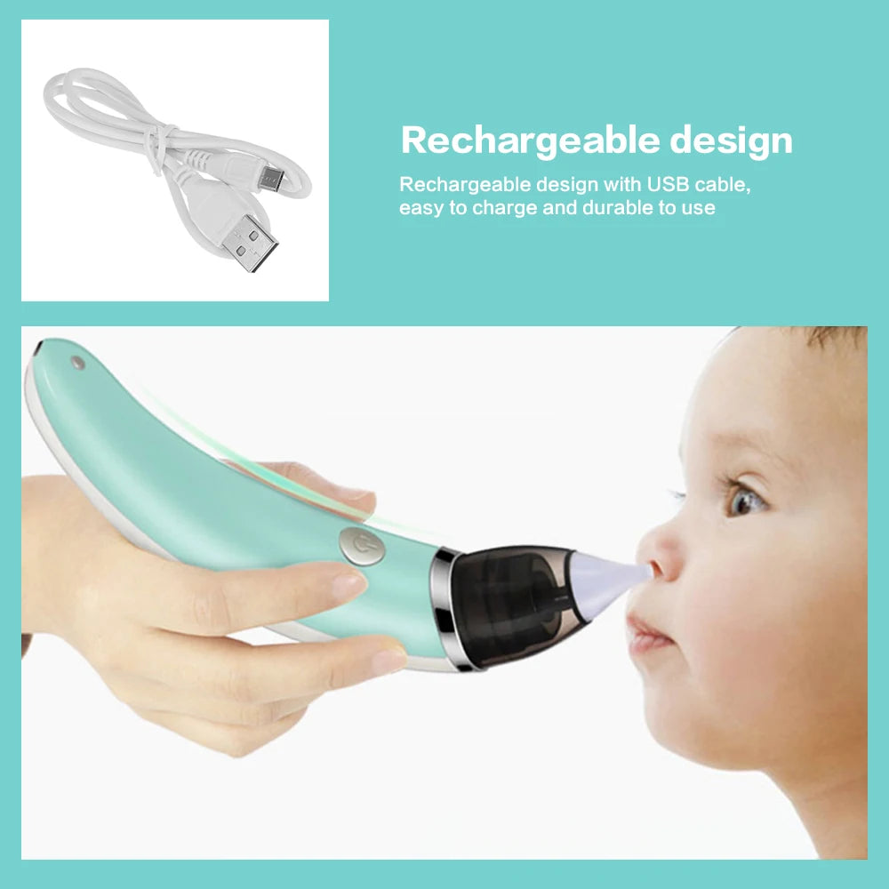 Baby Nasal Aspirator Electric Safe Hygienic Nose Cleaner With 2 Sizes Of Nose Tips And Oral Snot Sucker