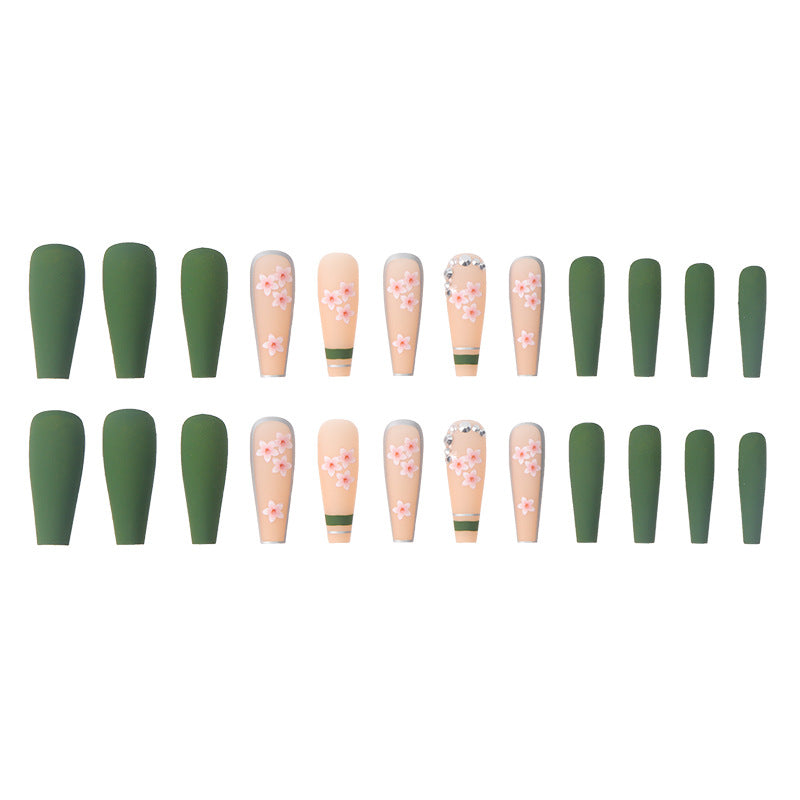 New Wear Nail Spring Flowers Bloom Drill Nail Ins Style Long Ballet Nail