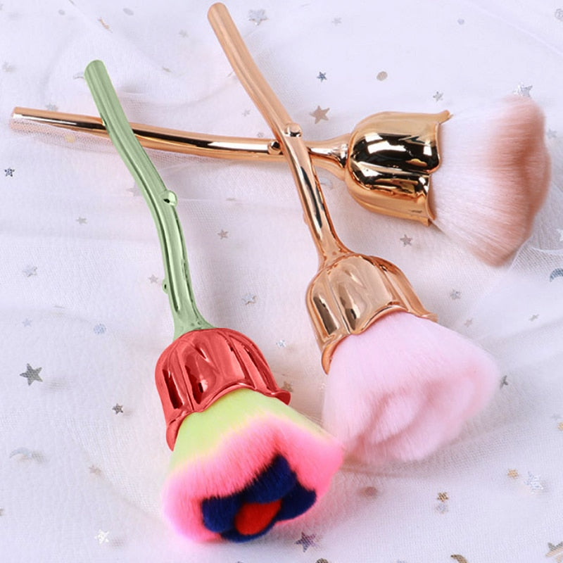 Flower Nail Brush For Manicure Rose Nail Art Brush Nail Accesories Tools Popular Round Small Gel polish Dust Cleaning Brushes