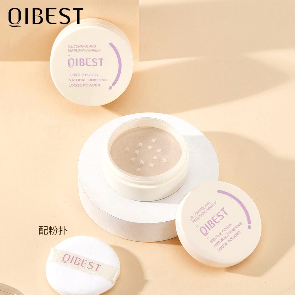 QIBEST Icy Loose Powder Mint Loose Powder Honey Powder Cake Is Not Easy To Take Off Makeup Concealer Makeup Powder