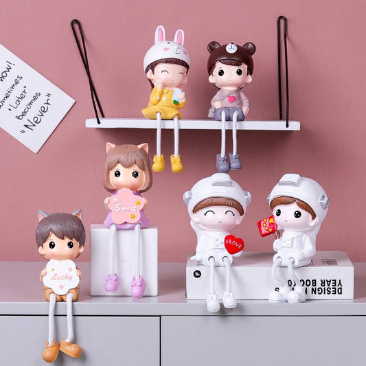 Cute Cartoon Hanging Feet Doll Ornaments Living Room Desktop Decoration Resin Crafts Couple Gifts