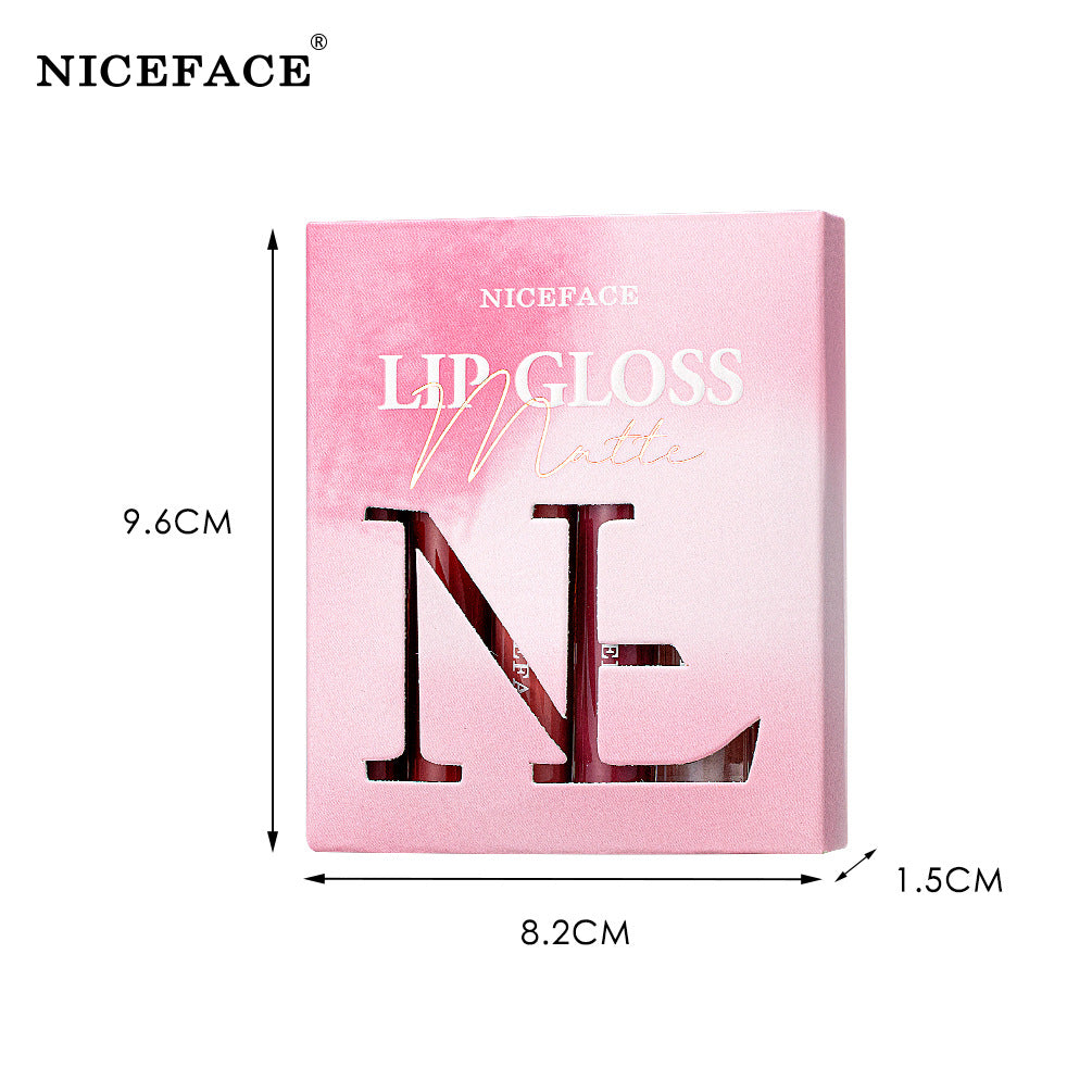 Niceface New Matte Non-Stick Cup Lip Glaze Set With Lip Plumper Texture Lip Gloss