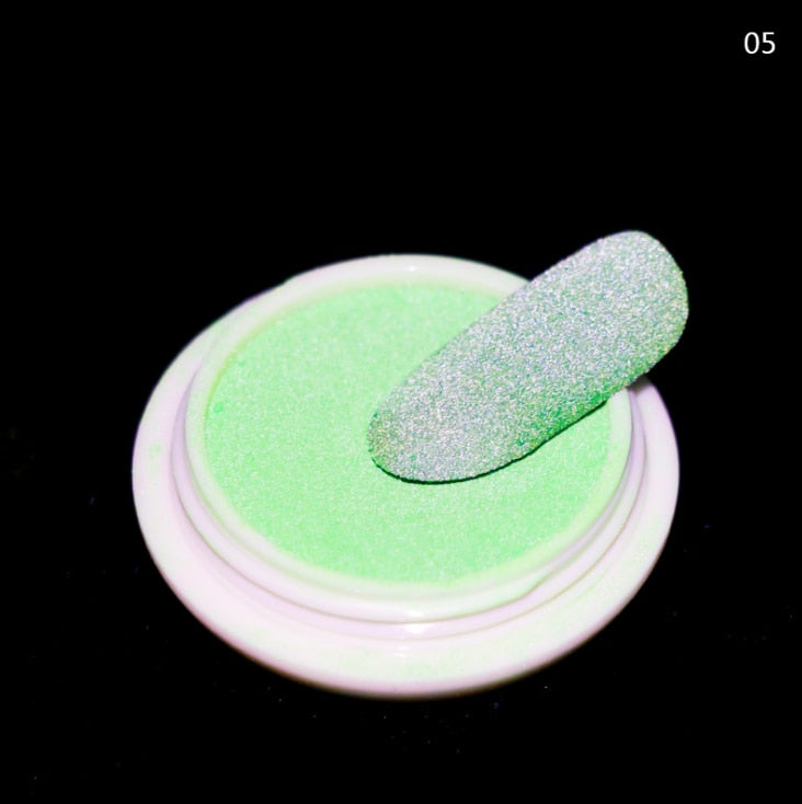 1Box Reflective Nail Glitter Powder Shiny Dust Glow In The Dark For Bar Disco Sparkling Pigment Fluorescent Nail Art Decorations
