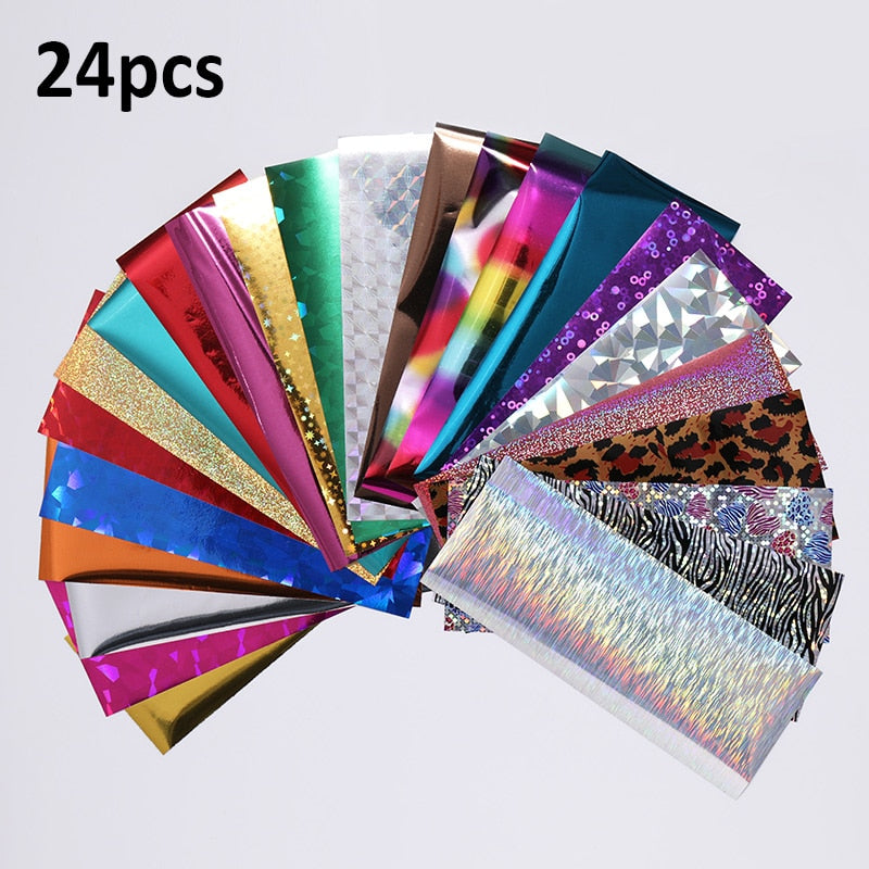 Pink Gold Sliver Nail Foils Sparkly Sky Glitter Marble Nail Art Transfer Stickers Slider Paper Nail Art Manicures Decoration