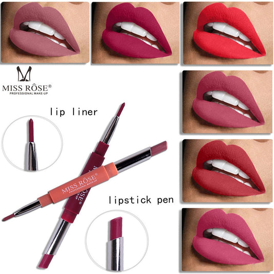 MISS ROSE 1PC Double-end Lasting Lipliner Waterproof Lip Liner Stick Pencil 8 Colors Party Daily Makeup Lipliner Pen