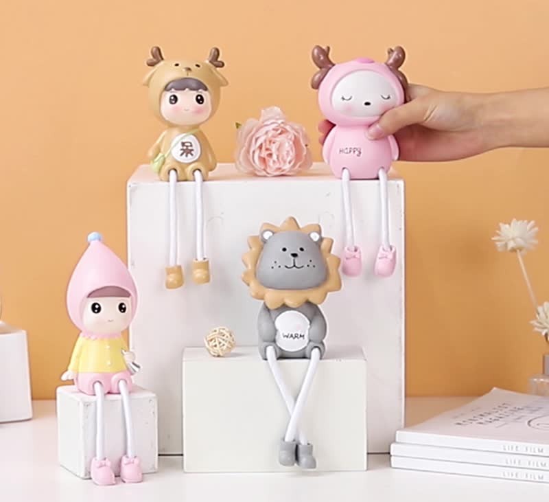 Cute Cartoon Hanging Feet Doll Ornaments Living Room Desktop Decoration Resin Crafts Couple Gifts