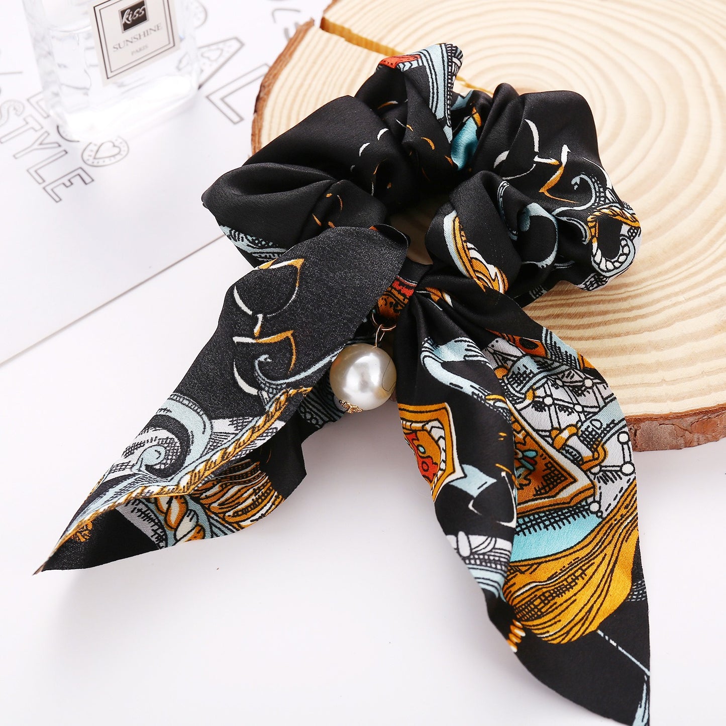 New Pearl Pendant Large Intestine Ring Hair Loop Women's Bundle Hair Knot Big Bow Knot Hair Rope