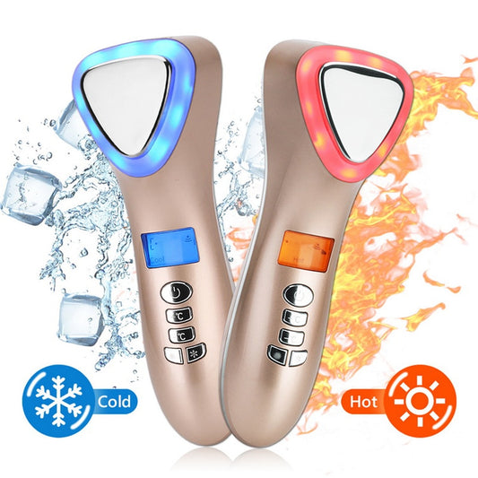 Ultrasonic Cryotherapy LED Hot Cold Hammer Facial Lifting Vibration Massager Face Body Spa Import Export Beauty Salon Machine