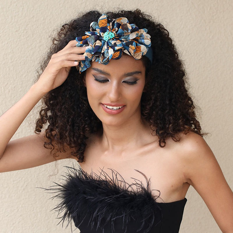 Exaggerated fabric oversized flower and leaf pattern headband