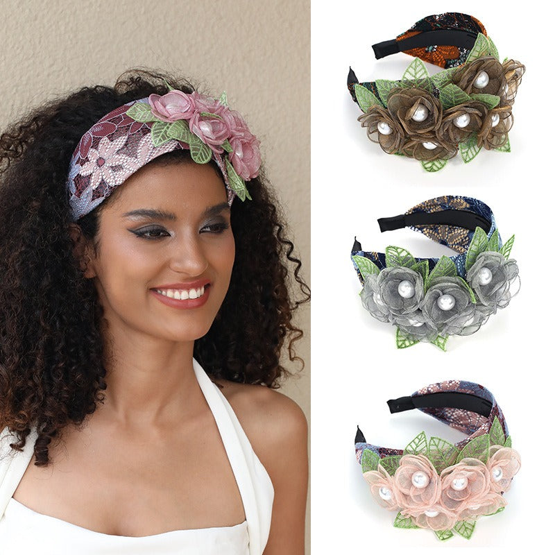 Fashionable handmade fabric exaggerated flower headwear