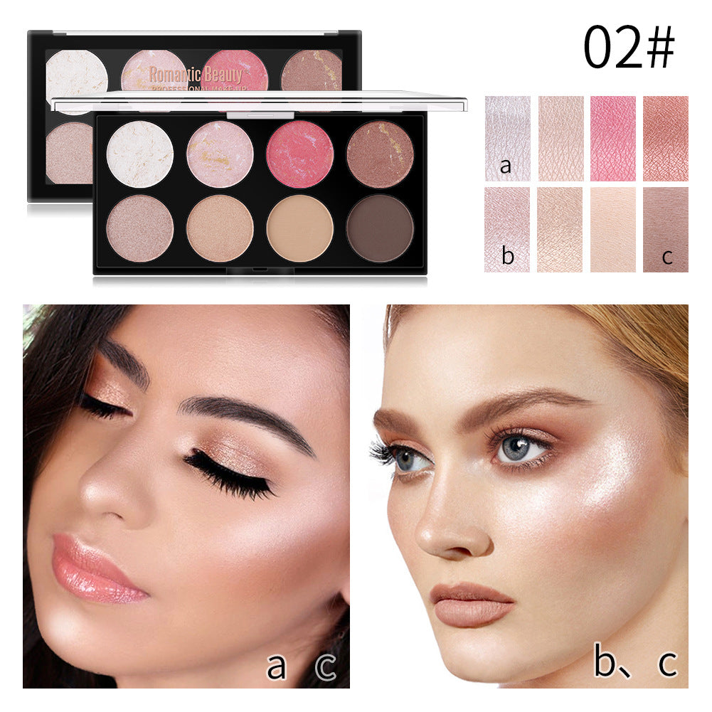 Romantic Beauty 8-Color Multi-Purpose Finishing Powder Long-Lasting Finishing Face Nose Pearl Matte Highlighting Powder