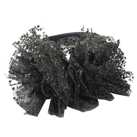 Fashionable lace embroidered polka dot oversized bow headband