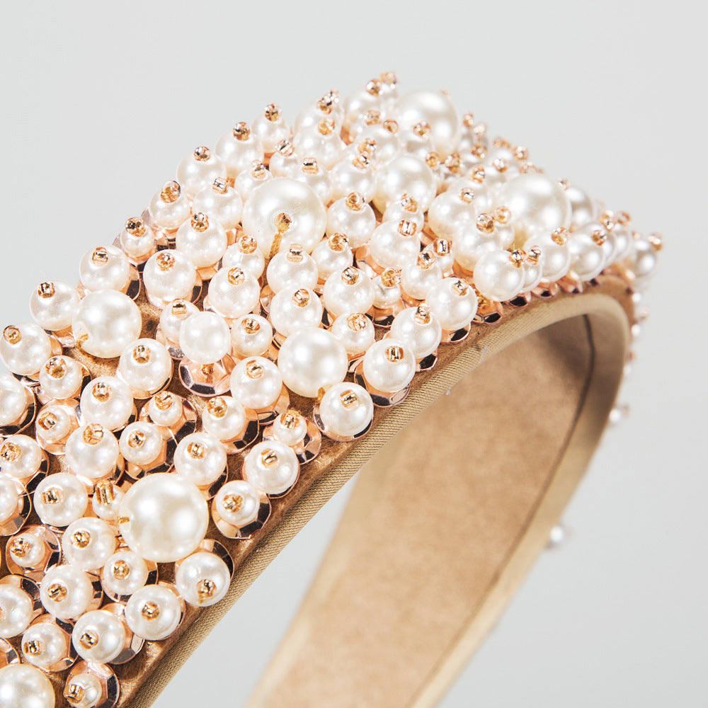 Hair Hoop Hair Accessories Baroque Hair Hoop Hand Nail Pearl Versatile Net Red Catwalk Head Hoop