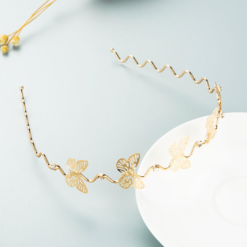 Hair Hoop Korean Version Of The Forest Fairy Flower Metal Head Hoop Korean Face Wash Headwear Photo Photo Pearl Accessories